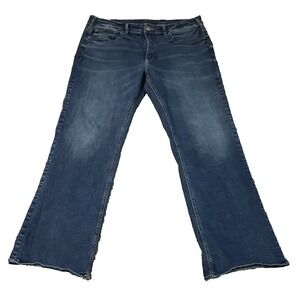 Y2K Silver Jeans Men's 36x28 Med Wash Blue Zac Relaxed Straight Leg Whiskered